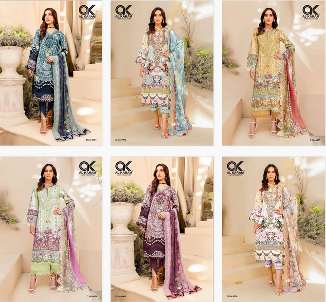 Firdous Vol 4 By Al Karam Cotton Printed Pakistani Dress Material Wholesale Online
